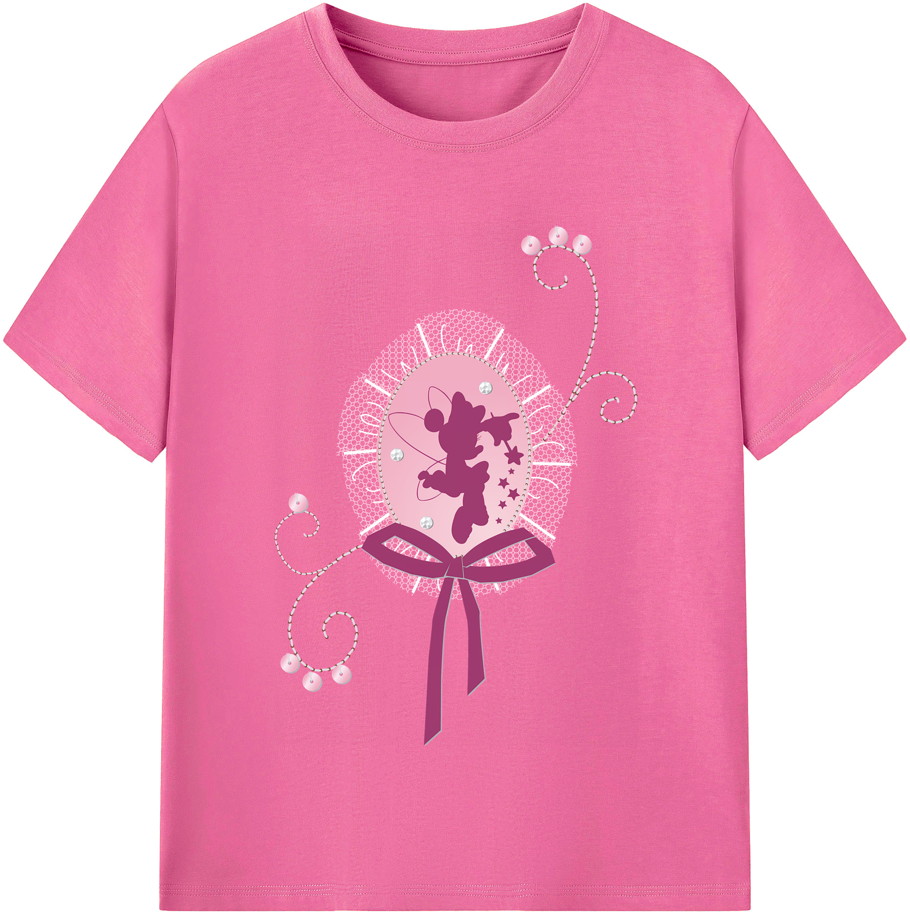（画像用） ミッキーマウス Mickey Mouse レディースカジュアルプリントTシャツ（綿100％）